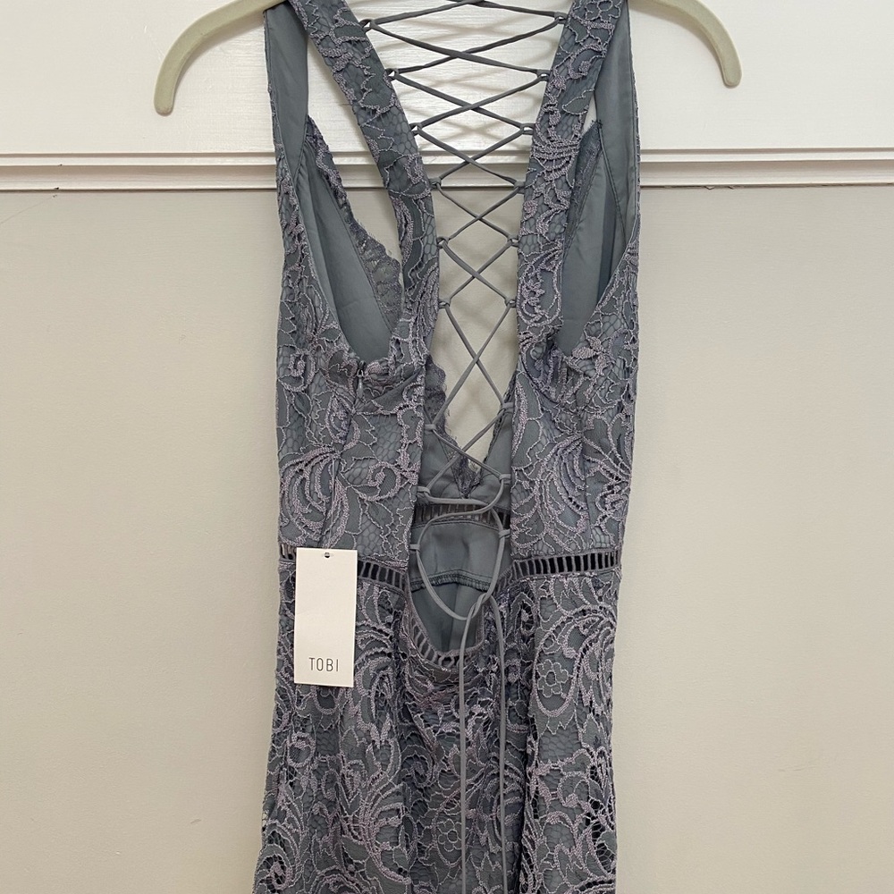 Grey Lace Up Bodycon Dress - Picture 5 of 6